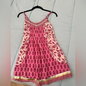 Pink and Cream Sleeveless Dress